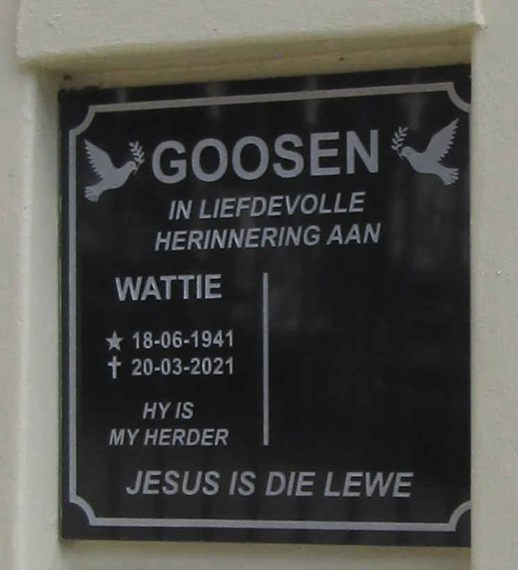GOOSEN Wattie 1941-2021