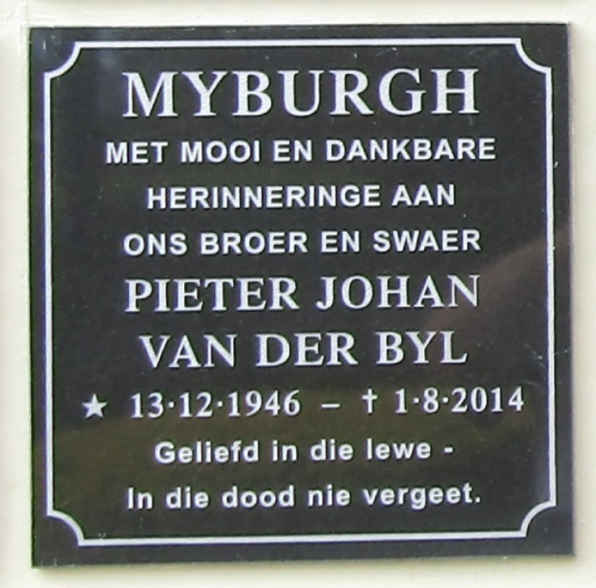 MYBURGH Pieter Johan van der Byl 1946-2014