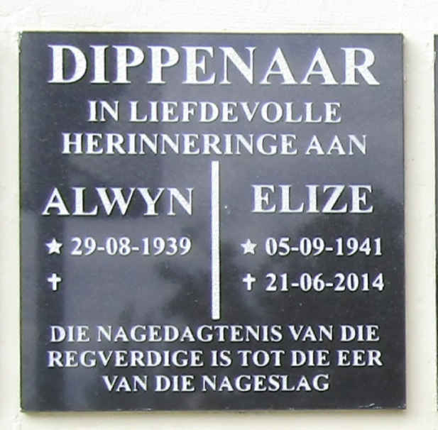 DIPPENAAR Alwyn 1939- & Elize 1941-2014