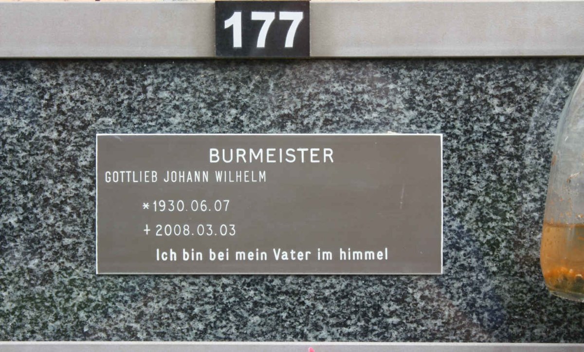 BURMEISTER Gottlieb Johann Wilhelm 1930-2008
