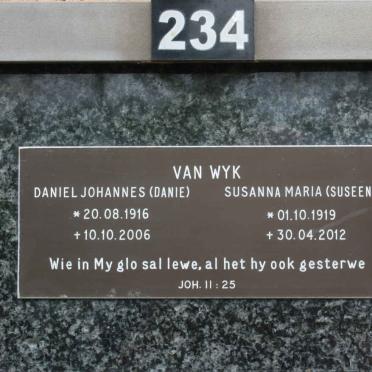WYK Daniel Johannes, van 1916-2006 &amp; Susanna Maria 1919-2012