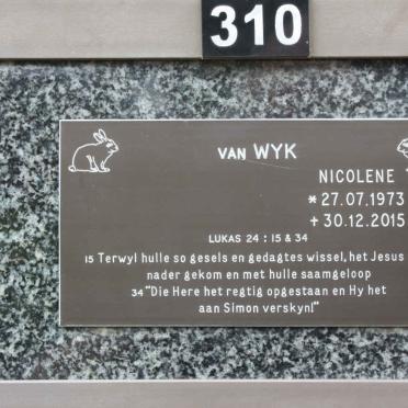 WYK Nicolene, van 1973-2015