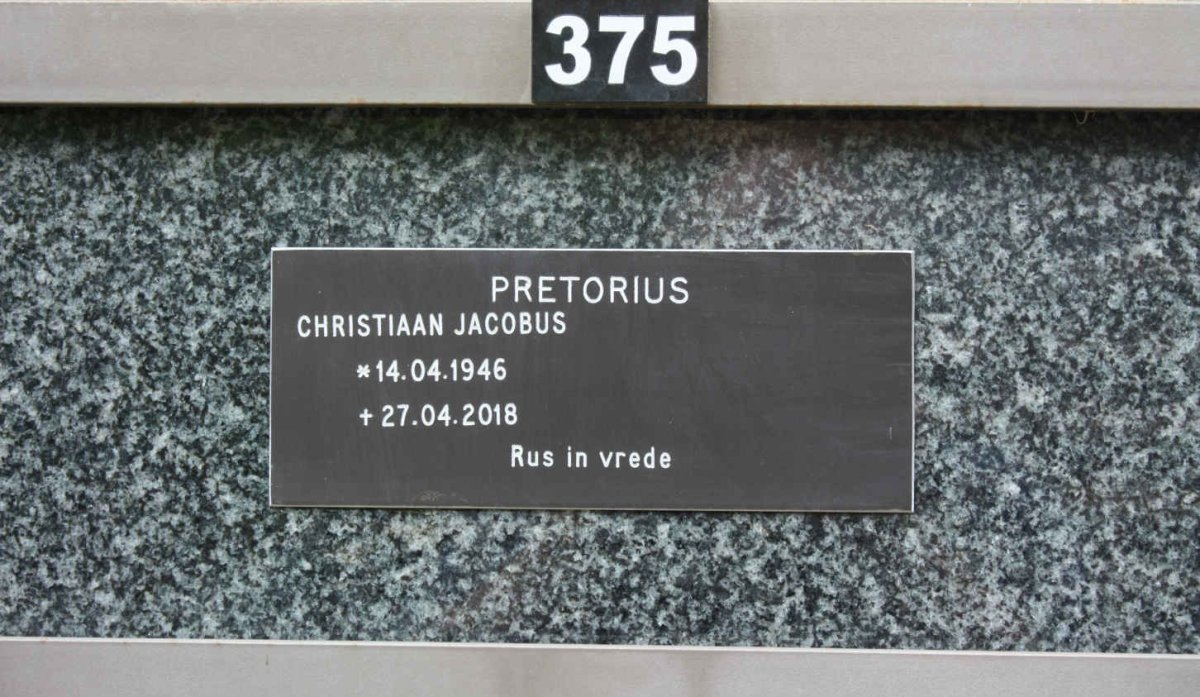 PRETORIUS Christiaan Jacobus 1946-2018