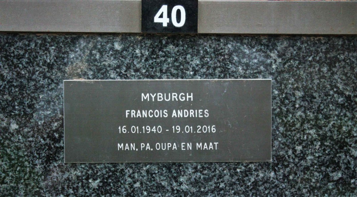 MYBURGH Francois Andries 1940-2016