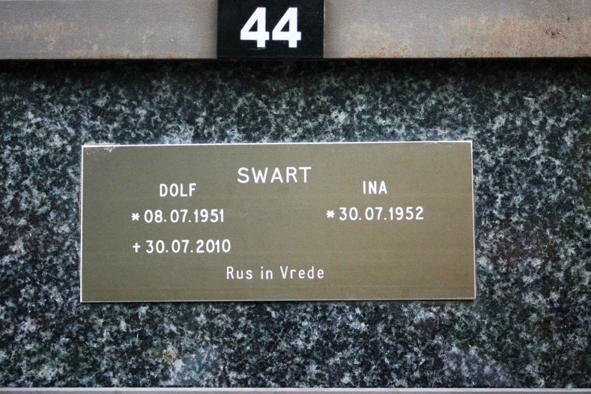 SWART Dolf 1951-2010 &amp; Ina 1952-