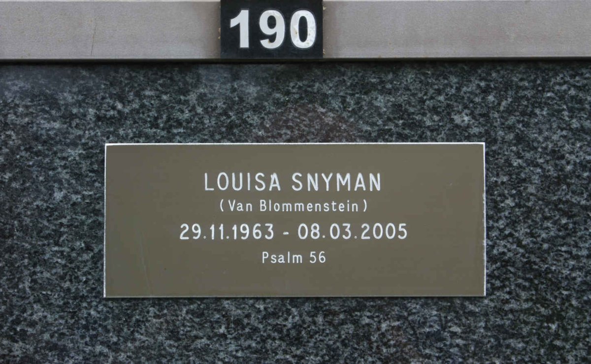 SNYMAN Louisa nee VAN BLOMMENSTEIN 1963-2005