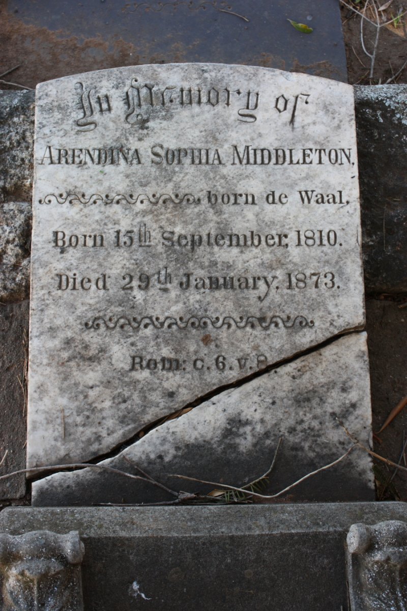 MIDDLETON Arendina Sophia nee DE WAAL 1810-1873