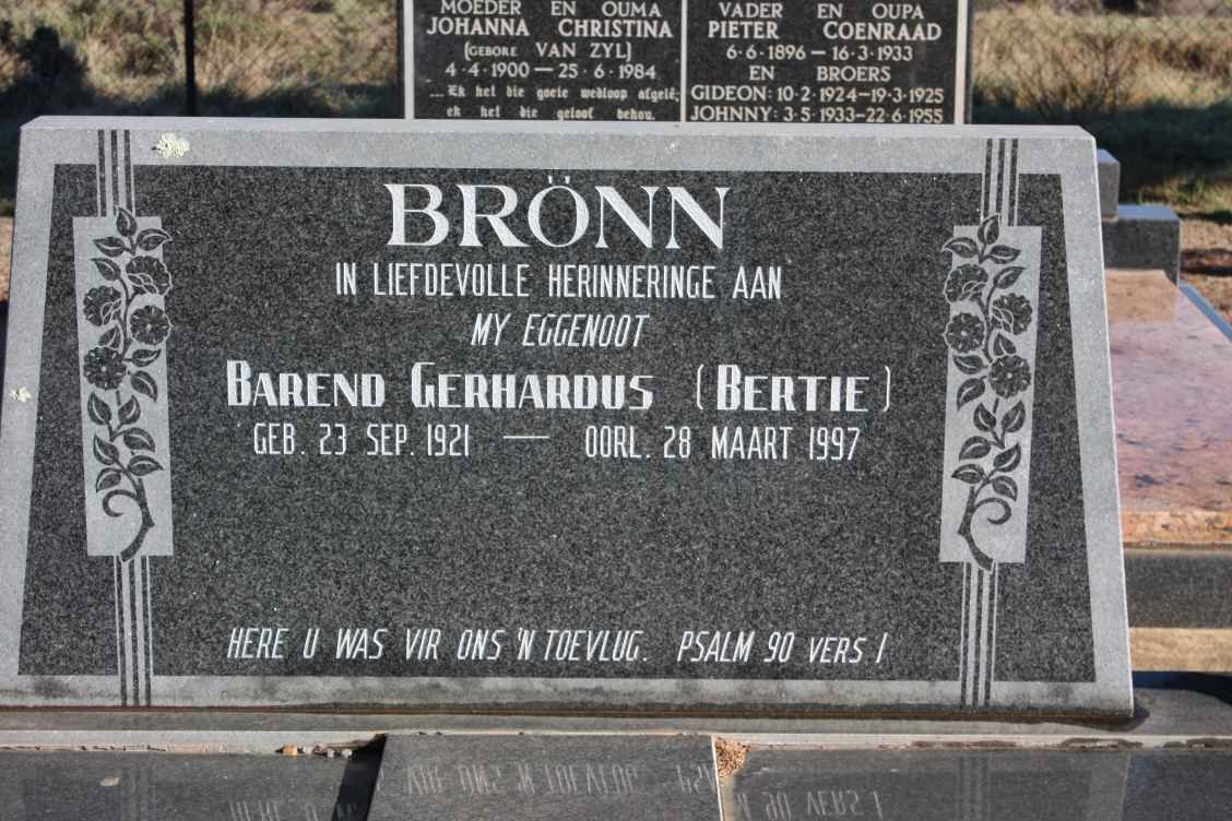 BRÖNN Barend Gerhardus 1921-1997