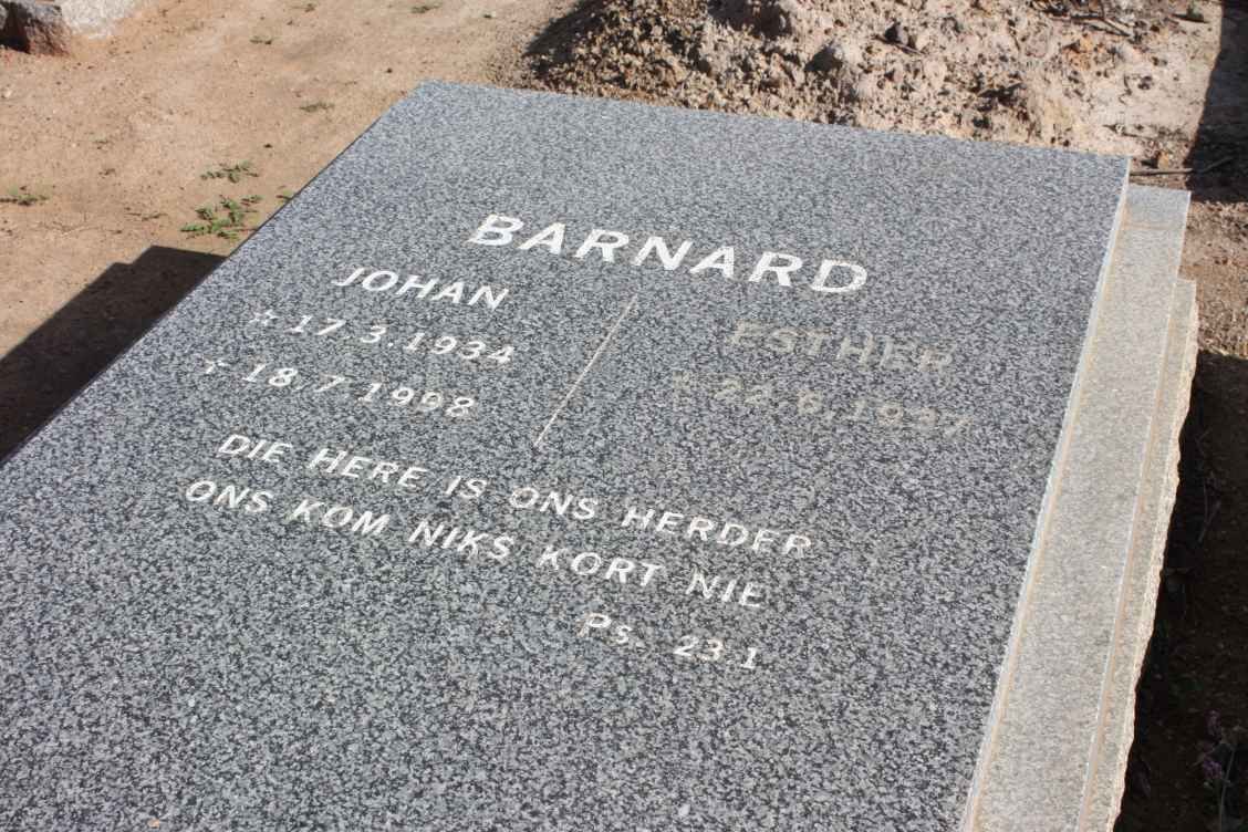 BARNARD Johan 1934-1998 &amp; Esther 1937