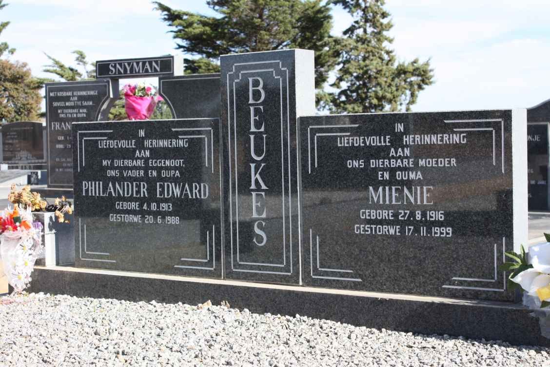 BEUKES Philander Edward 1913-1998 &amp; Mienie 1916-1999