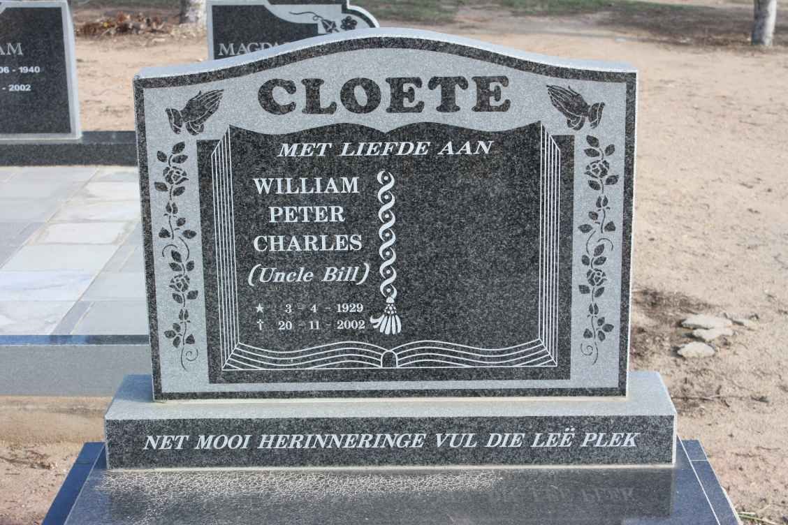 CLOETE William Peter Charles 1929-2002
