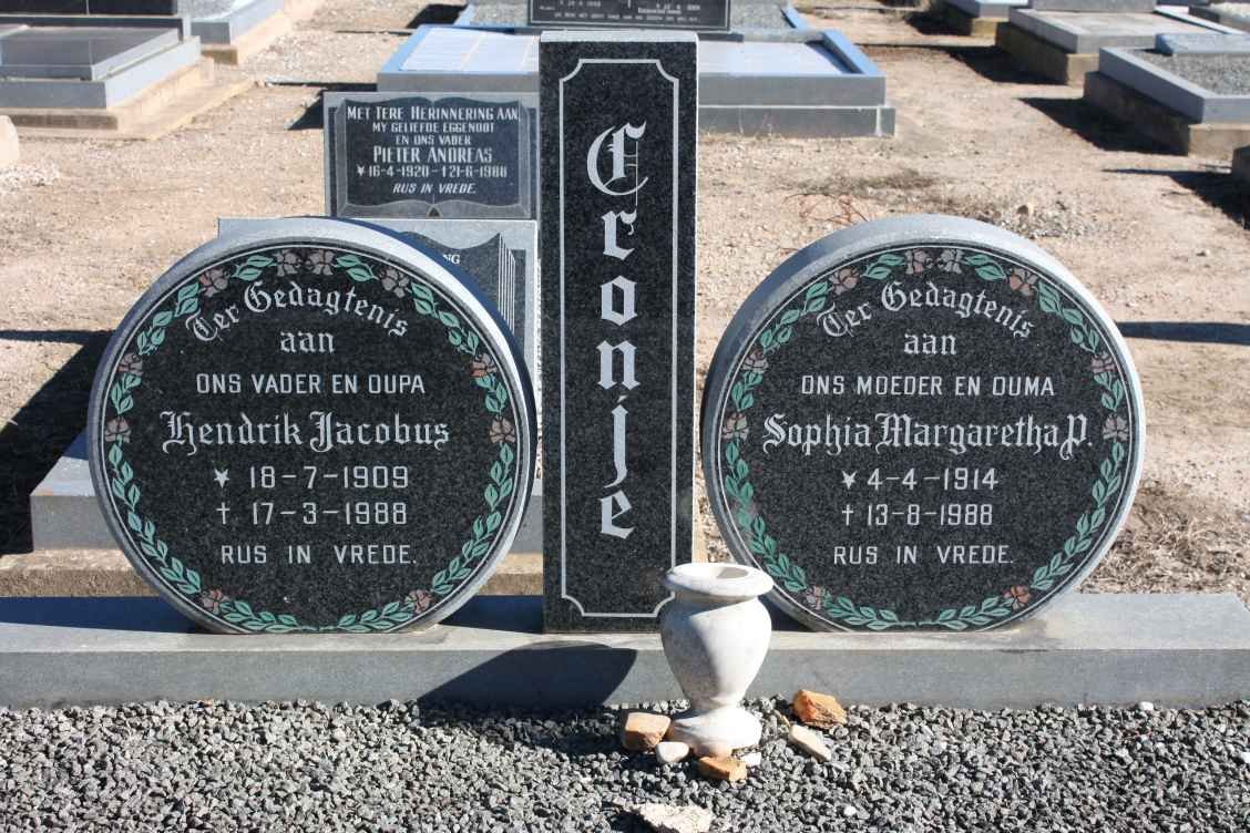 CRONJE Hendrik Jacobus 1909-1988 &amp; Sophia Margaretha P. 1914-1988