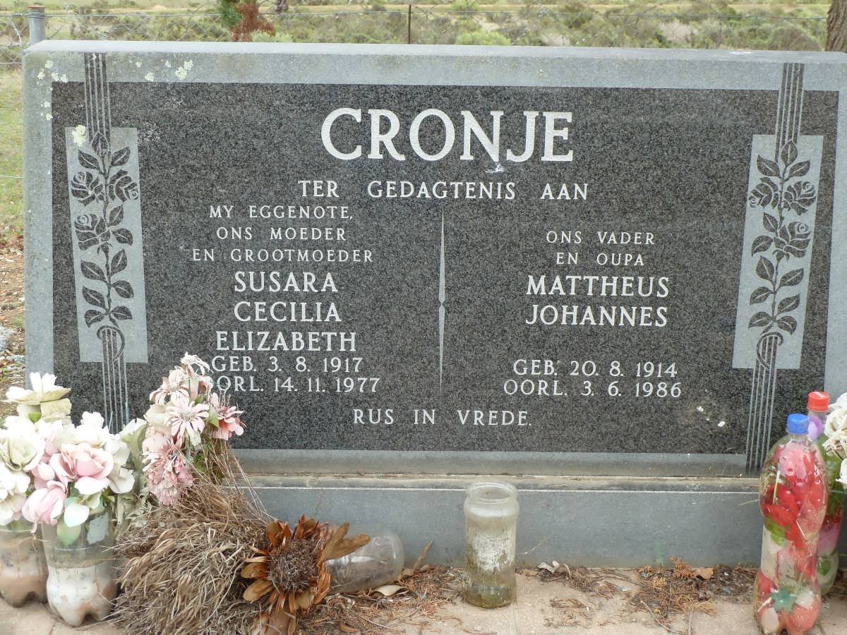 CRONJE Mattheus Johannes 1914-1986 &amp; Susara Cecilia Elizabeth 1917-1977