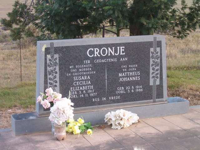 CRONJE Mattheus Johannes 1914-1986 &amp; Susara Cecilia Elizabeth 1917-1977