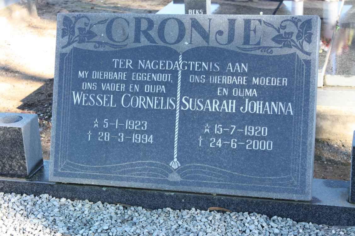 CRONJE Wessel Cornelis 1923-1994 &amp; Susarah Johanna 1920-2000