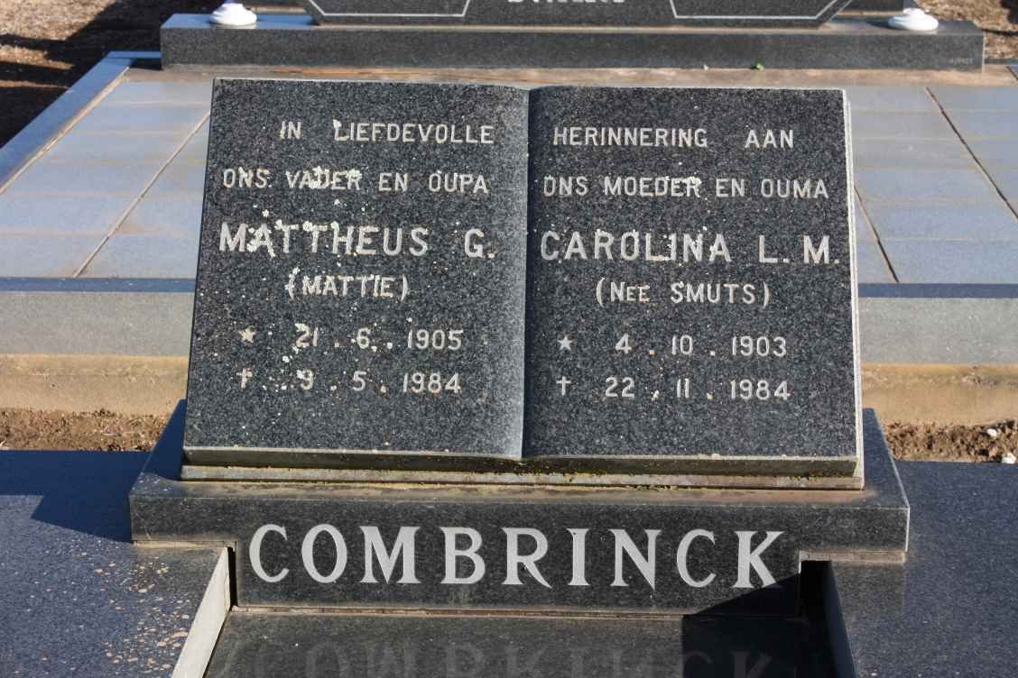 COMBRINCK Mattheus G. 1905-1984 &amp; Carolina L.M. SMUTS 1903-1984