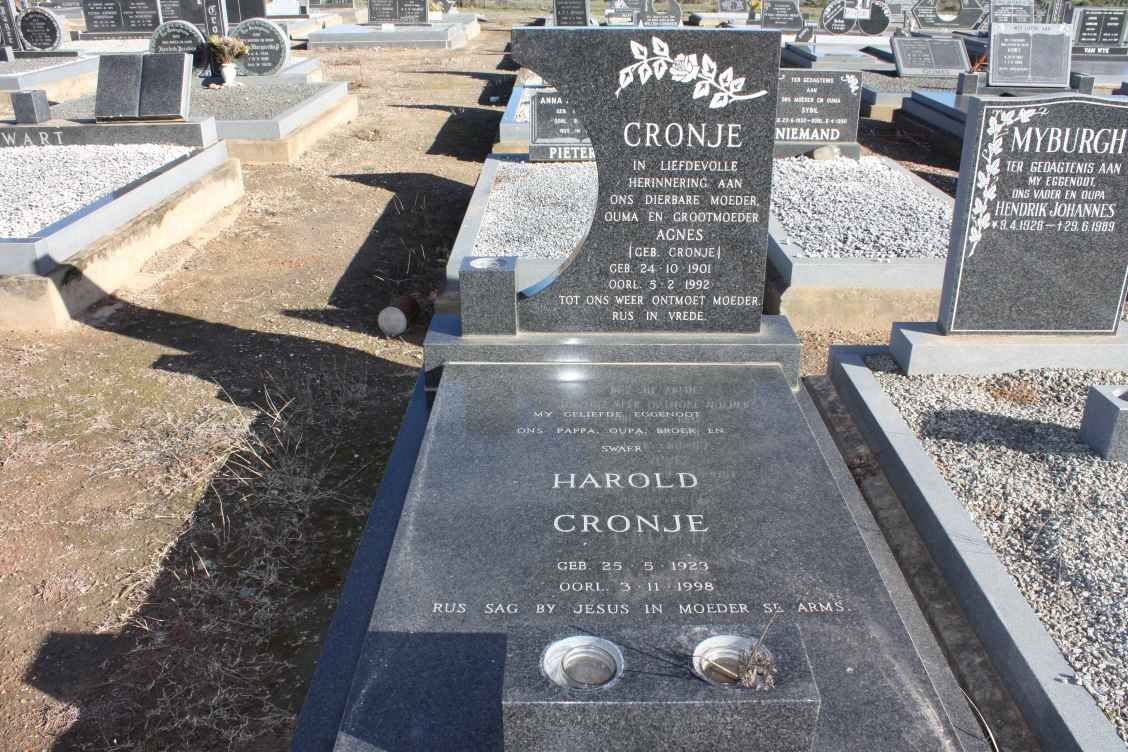 CRONJE Agnes nee CRONJE 1901-1992 :: CRONJE Harold 1923-1998