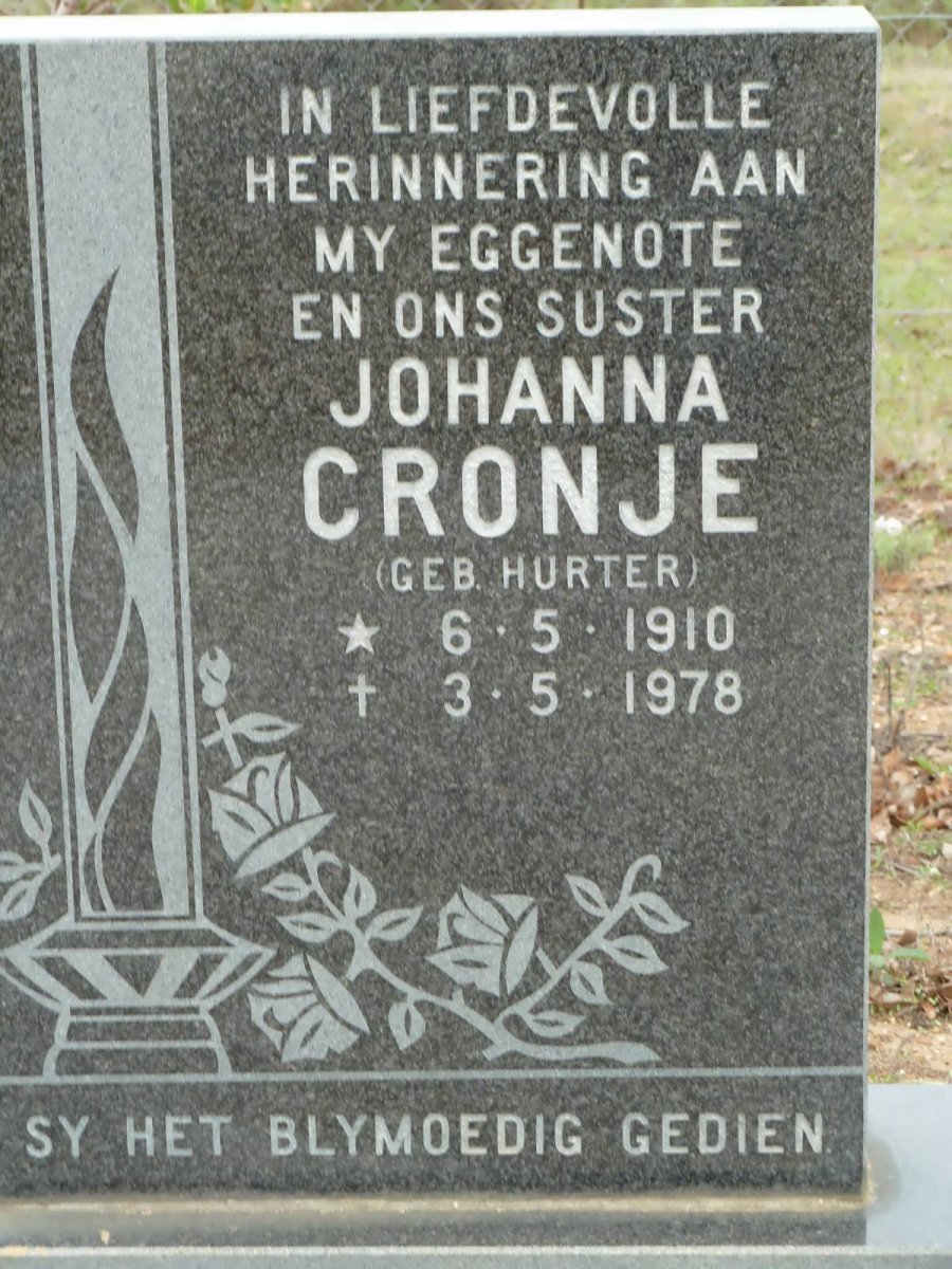 CRONJE Johanna nee HURTER 1910-1978