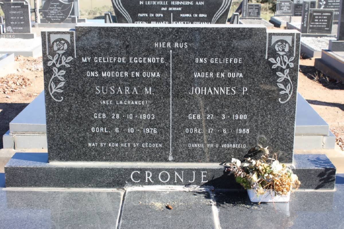 CRONJE Johannes P. 1900-1988 &amp; Susara M. LA GRANGE 1903-1976