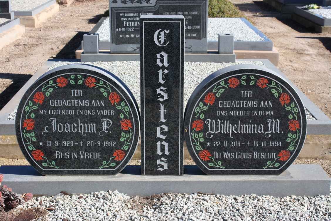CARSTENS Joachim P. 1928-1992 &amp; Wilhelmina M. 1918-1994
