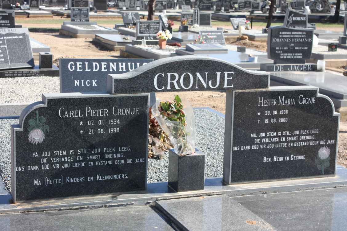 CRONJE Carel Pieter 1934-1998 &amp; Hester Maria 1938-2000