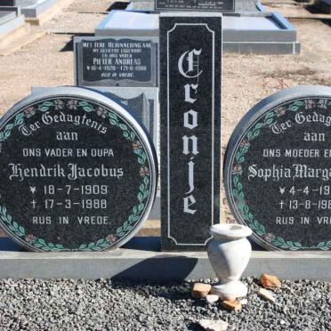 CRONJE Hendrik Jacobus 1909-1988 &amp; Sophia Margaretha P. 1914-1988