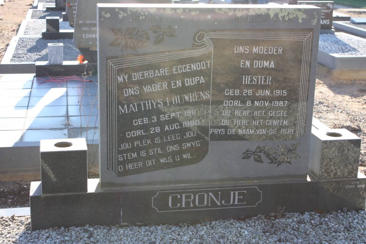 CRONJE Matthys Louwrens 1911-1980 &amp; Hester 1915-1987