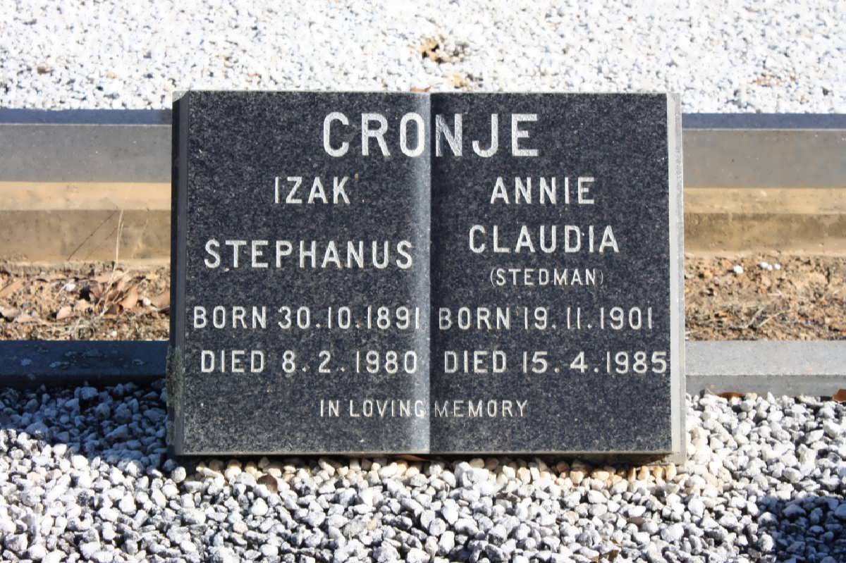 CRONJE Izak Stephanus 1891-1980 &amp; Annie Claudia STEDMAN 1901-1985
