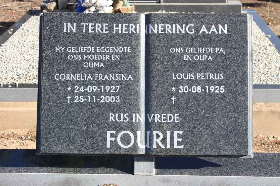 FOURIE Louis Petrus 1925- &amp; Cornelia Fransina 1927-2003