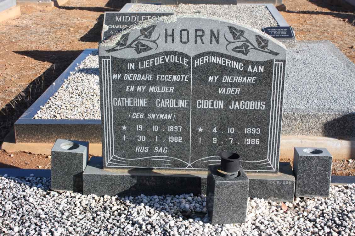 HORN Gideon Jacobus 1893-1986 &amp; Catherina Caroline SNYMAN 1897-1982