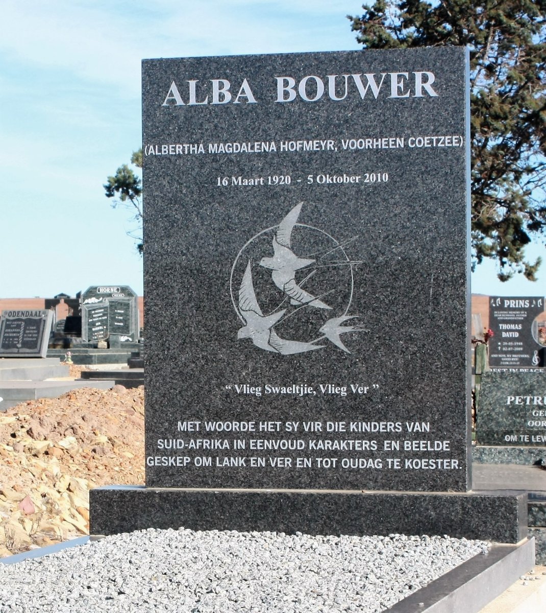 HOFMEYR Albertha Magdalena formerly COETZEE nee BOUWER 1920-2010