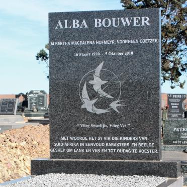 HOFMEYR Albertha Magdalena formerly COETZEE nee BOUWER 1920-2010