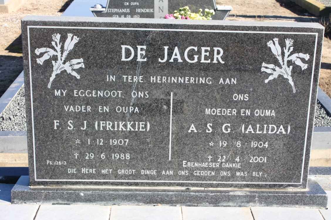 JAGER F.S.J, de. 1907-1988 &amp; A.S.G. 1904-2001