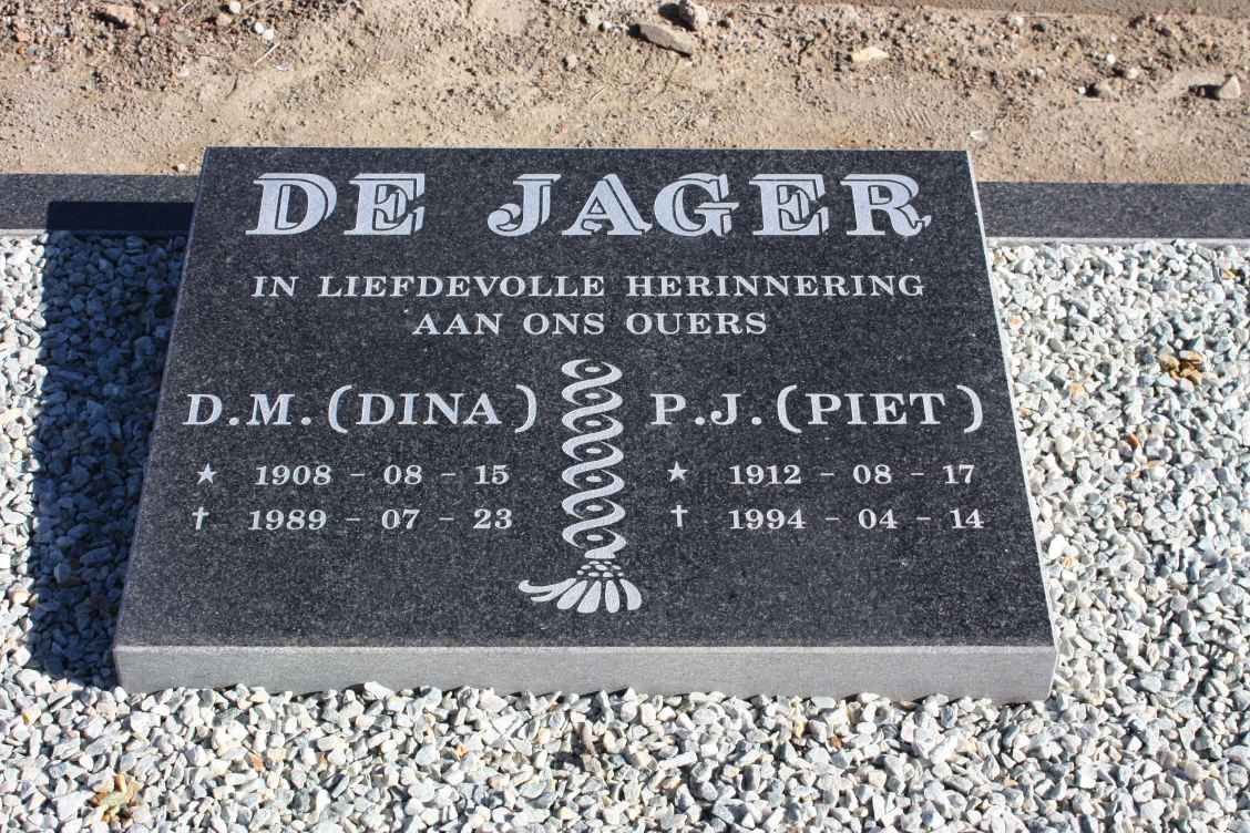 JAGER P.J., de 1912-1994 &amp; D.M. 1908-1989