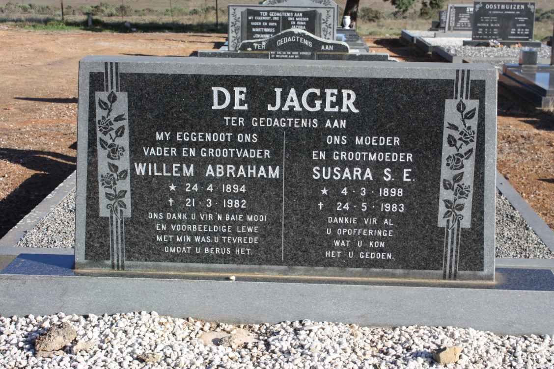 JAGER Willem Abraham, de 1894-1982 &amp; Susara S.E. 1898-1983