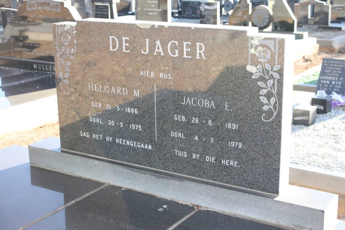 JAGER Helgard M., de 1886-1975 &amp; Jacoba E. 1891-1979
