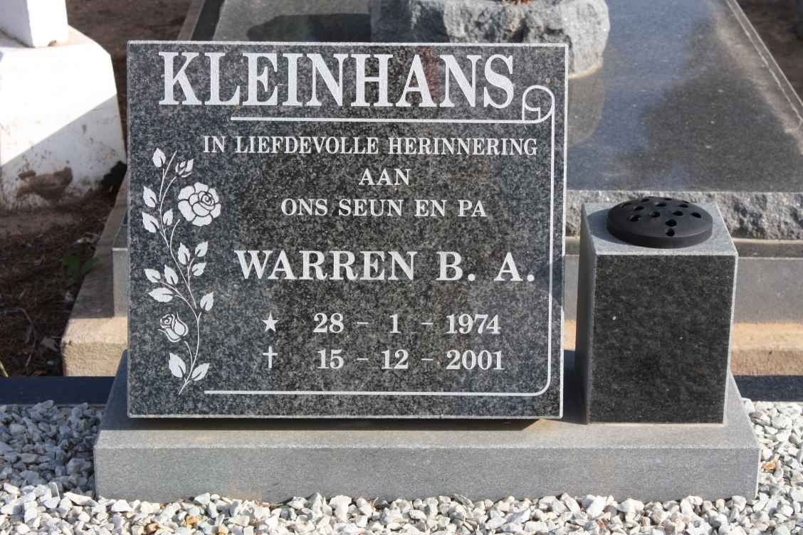 KLEINHANS Warren B.A. 1974-2001
