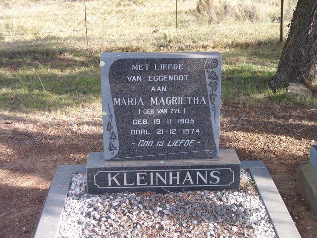 KLEINHANS Maria Magrietha nee VAN ZYL 1905-1974