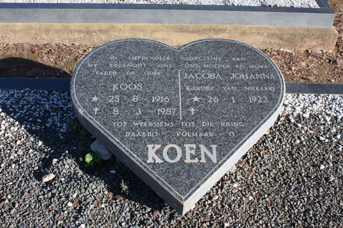 KOEN Koos 1916-1987 &amp; Jacoba Johanna VAN NIEKERK 1923-