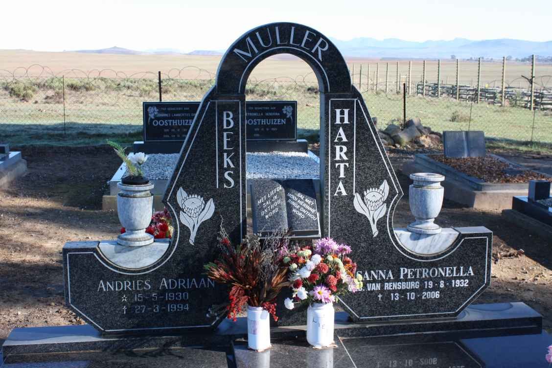 MULLER Andries Adriaan 1930-1994 &amp; Susanna Petronella VAN RENSBURG 1932-2006