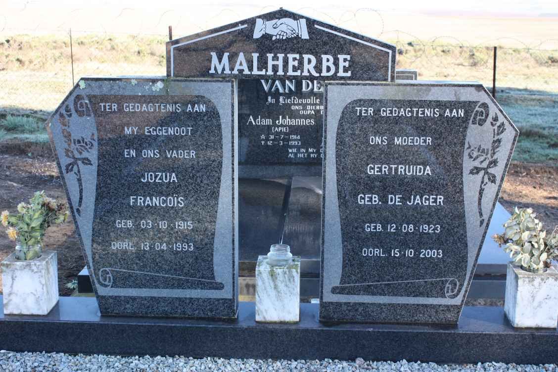 MALHERBE Jozua Francoïs 1915-1993 &amp; Gertruida DE JAGER 1923-2003