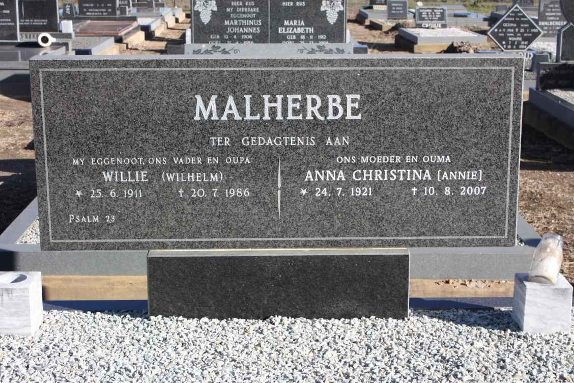 MALHERBE Wilhelm 1911-1986 &amp; Anna Christina 1921-2007