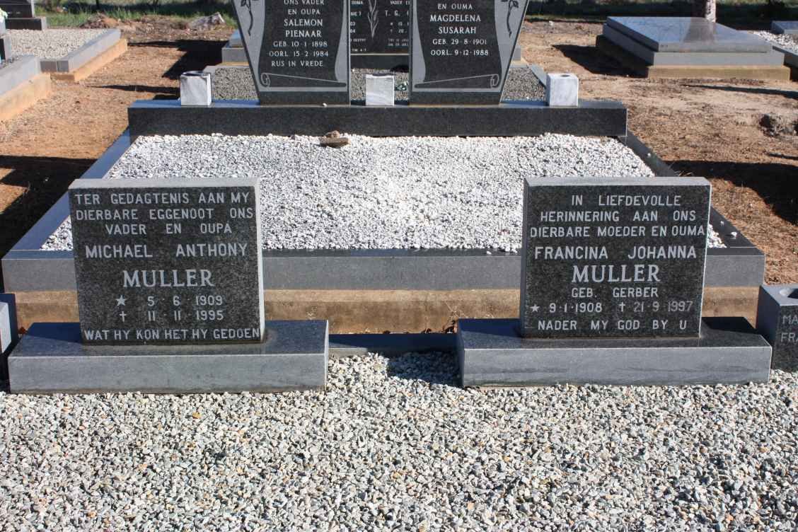 MULLER Michael Anthony 1909-1995 &amp; Francina Johanna GERBER 1908-1997
