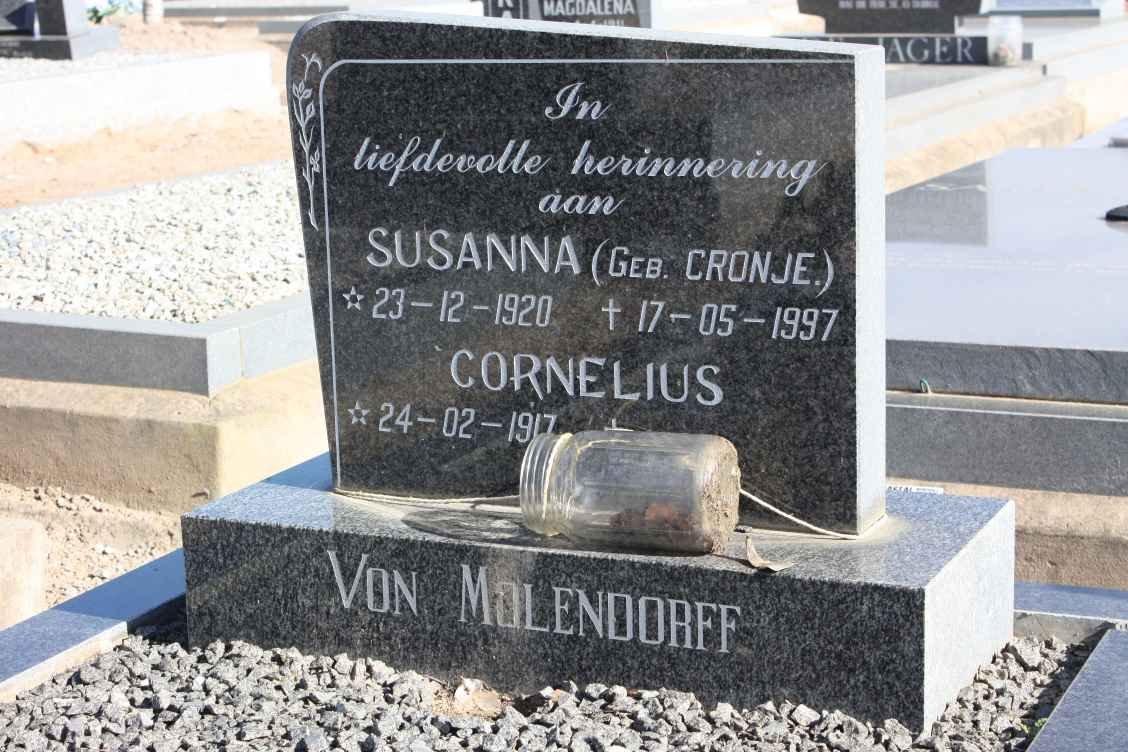MOLENDORFF Cornelius, von 1917- &amp; Susanna CRONJE 1920-1997