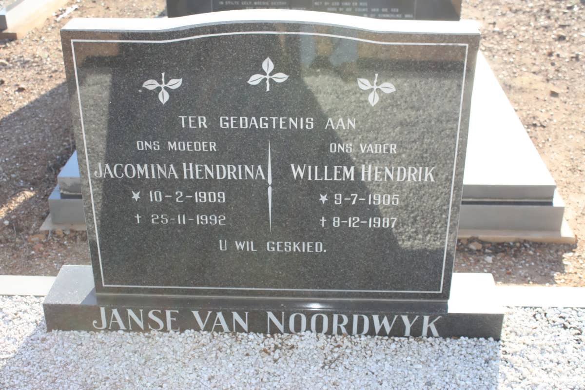 NOORDWYK Willem Hendrik, Janse van 1905-1987 &amp; Jacomina Hendrina 1909-1992