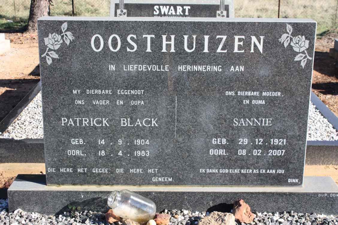 OOSTHUIZEN Patrick Black 1904-1983 &amp; Sannie 1921-2007