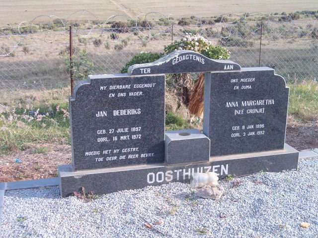OOSTHUIZEN Jan Dederiks 1897-1972 &amp; Anna Margaretha CRONJE 1896-1992