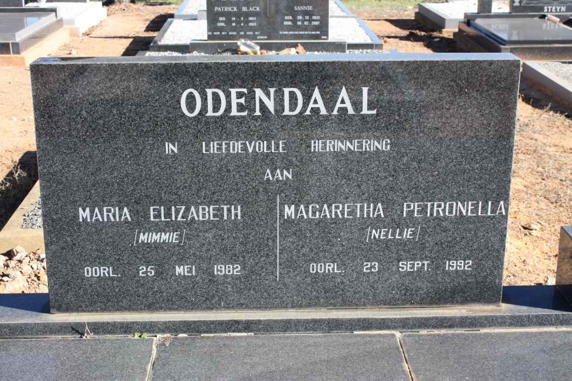ODENDAAL Maria Elizabeth -1982 :: ODENDAAL Magaretha Petronella -1992