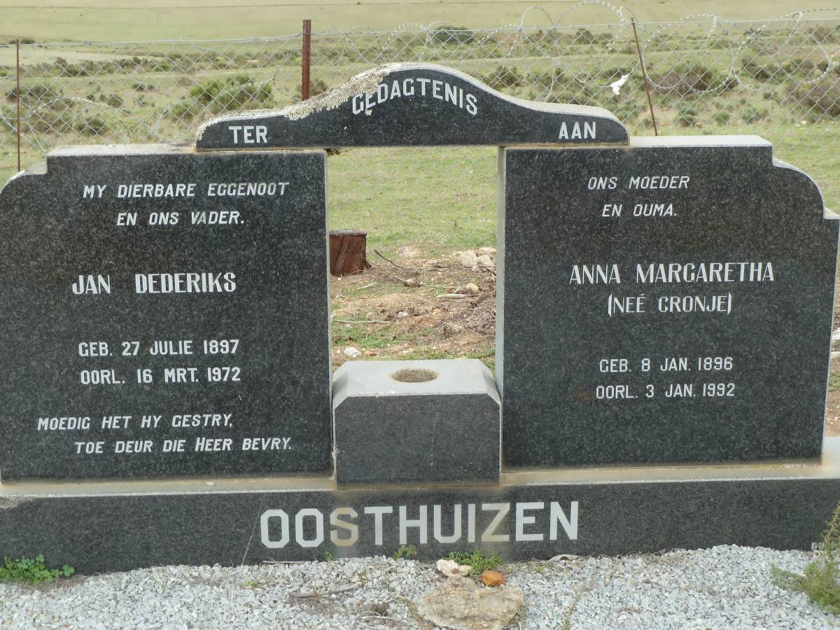 OOSTHUIZEN Jan Dederiks 1897-1972 &amp; Anna Margaretha CRONJE 1896-1992