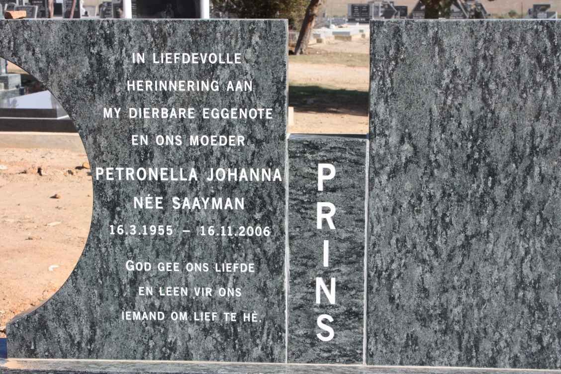 PRINS Petronella Johanna nee SAAYMAN 1955-2006